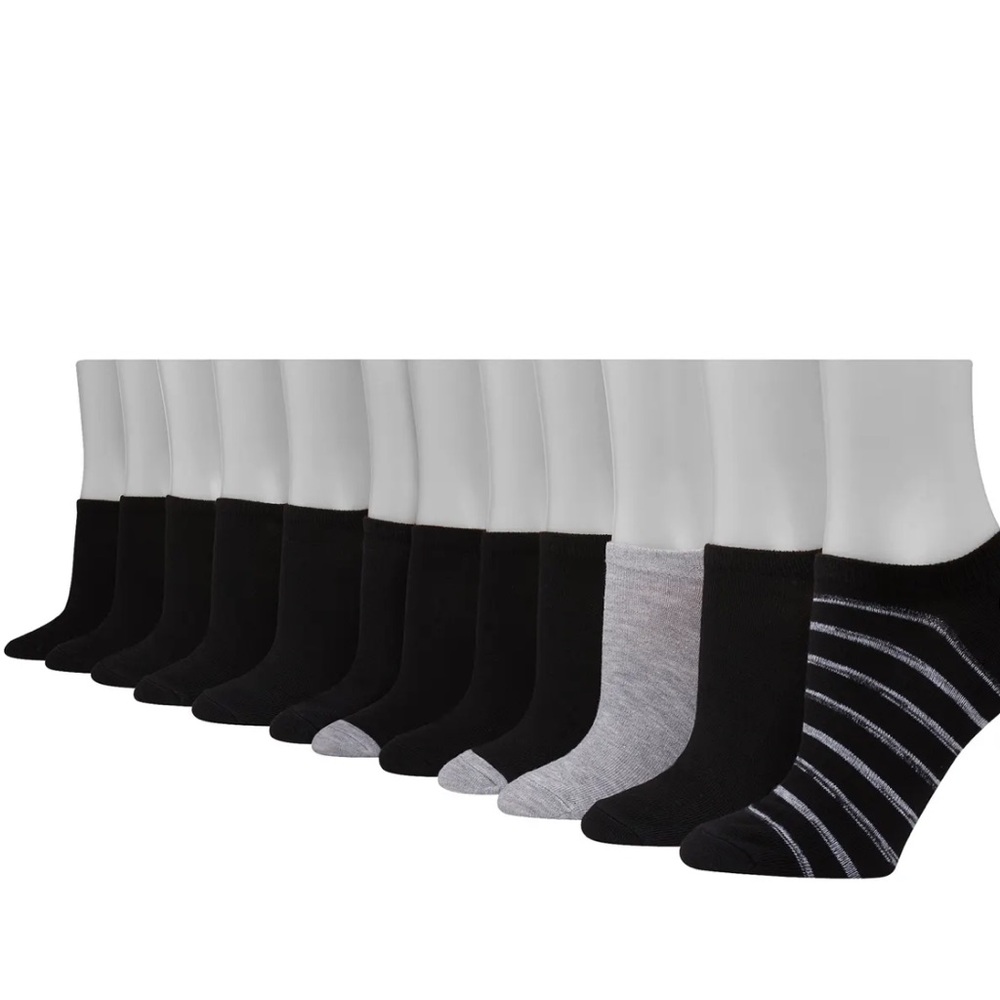 Hanes Women's Lightweight Comfortable Heel No Show Socks, 12-Pairs Shoe Size 5-9